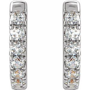 14K White 1/8 CTW Natural Diamond Hoop Earrings - BN & CO JEWELRY
