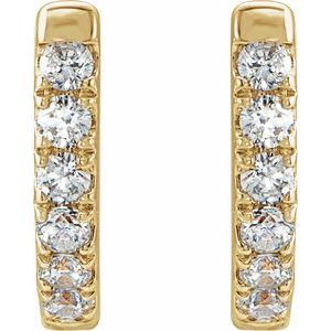14K Yellow 1/8 CTW Natural Diamond Hoop Earrings - BN & CO JEWELRY
