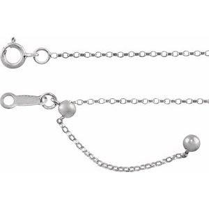 14K White 1.1 mm Adjustable Rolo 22" Chain - BN & CO JEWELRY