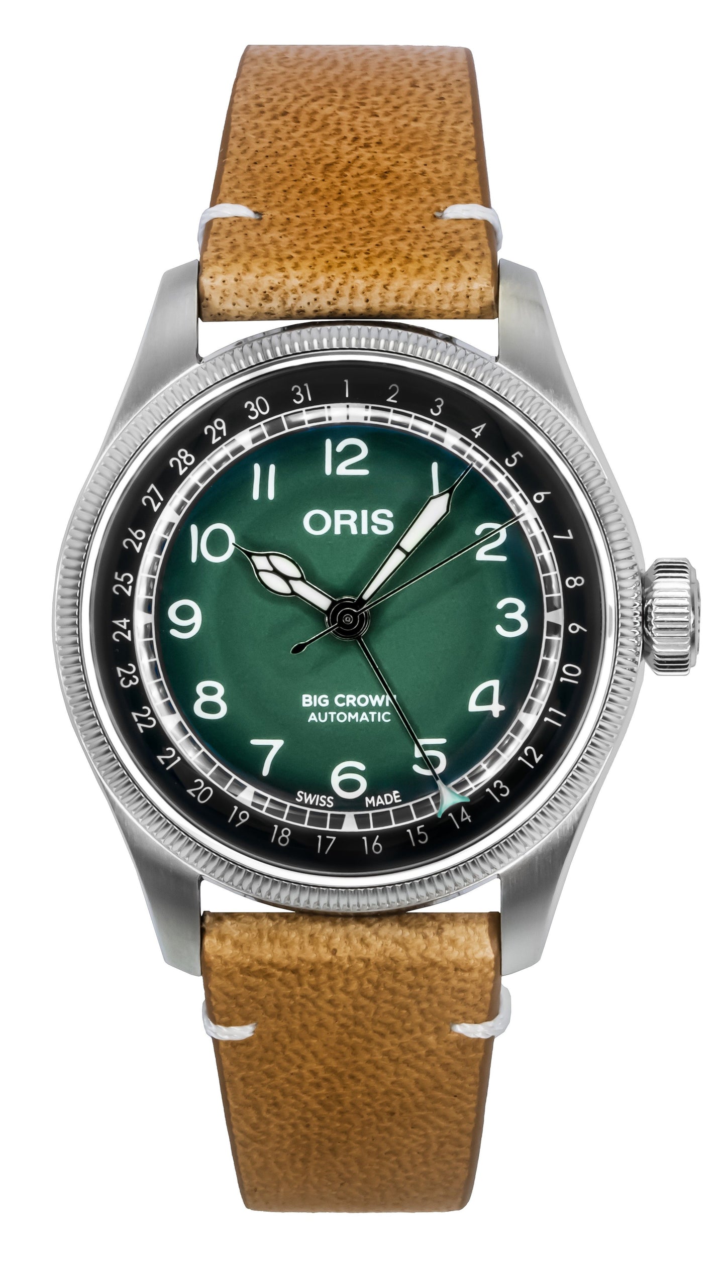 Oris Big Crown Cervo Volante Leather Strap Green Dial Automatic 01-754-7779-4067-Set Men's Watch - Oris