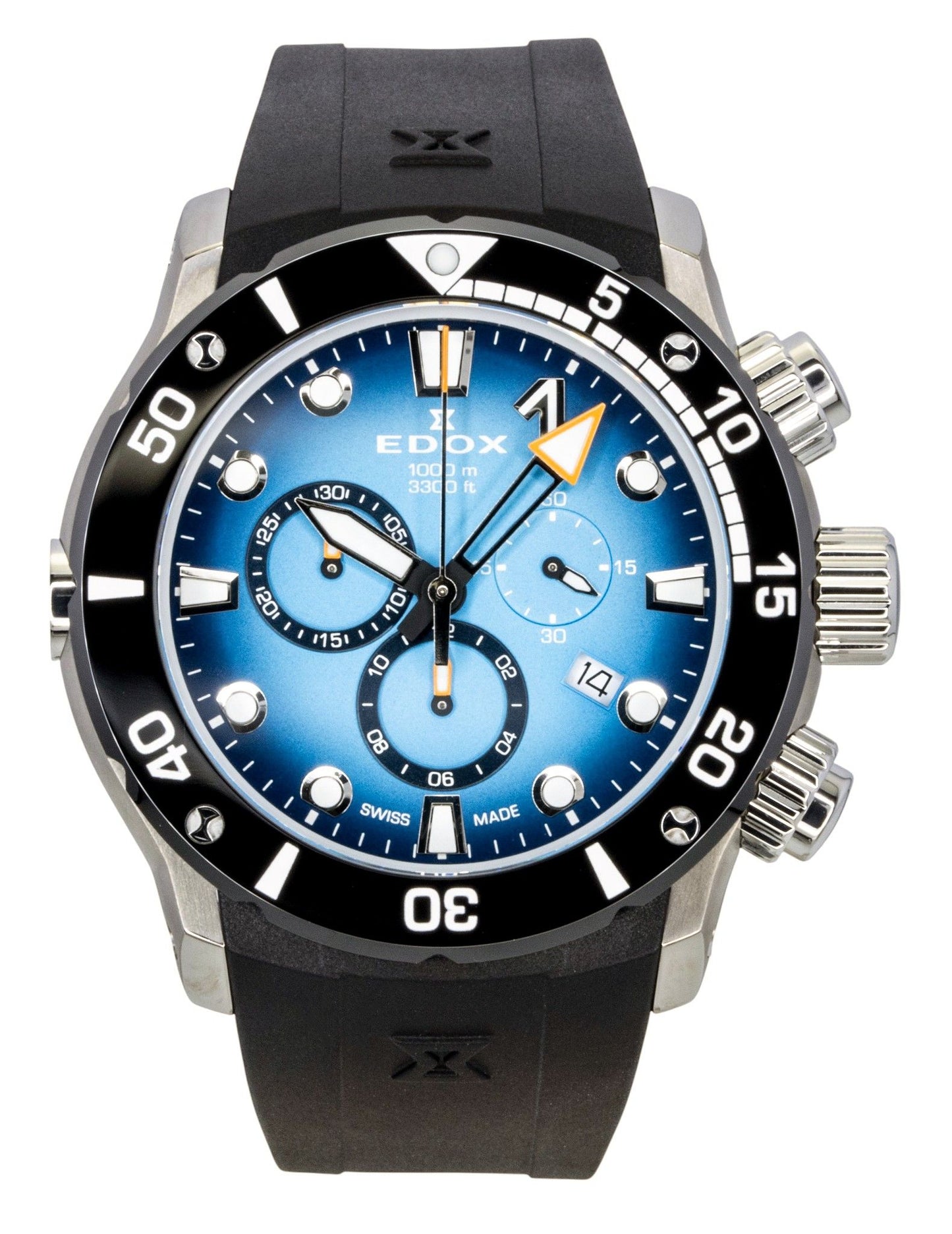 Edox CO-1 Chronograph Rubber Strap Blue Dial Quartz Diver's 10242-TIN-BUIDN 1000M Men's Watch - Edox