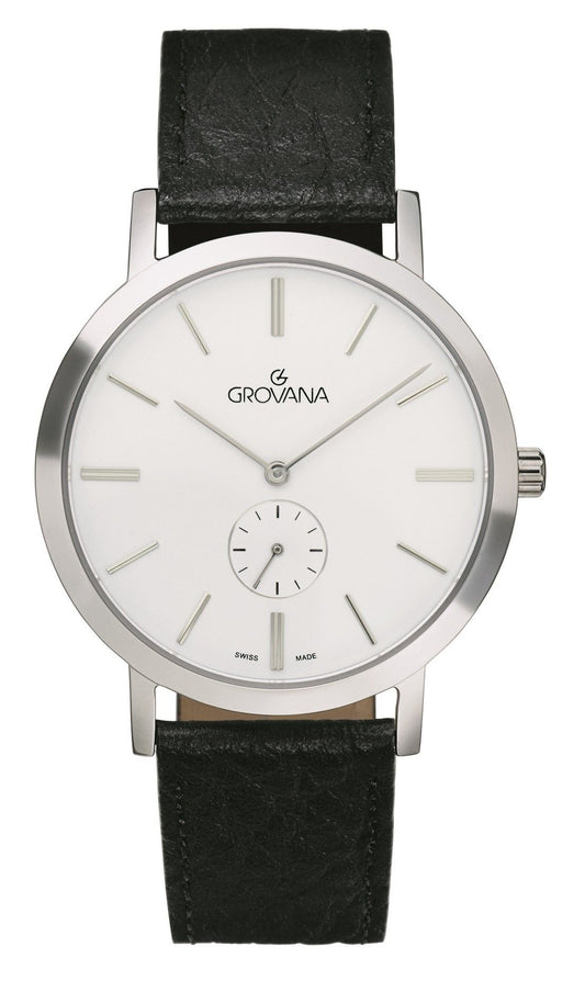 Grovana Kensington Leather Strap Silver Dial Quartz 1050.5532 Men's Watch - Grovana