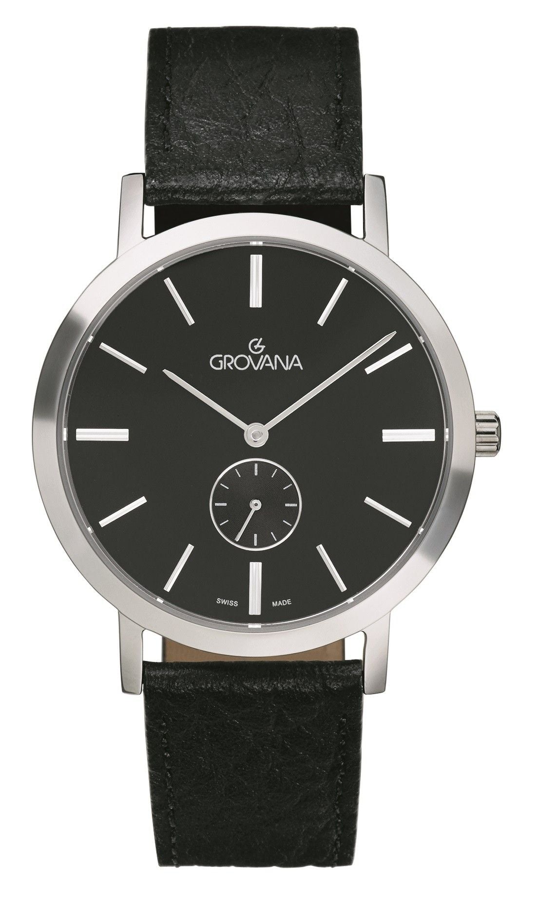 Grovana Kensington Leather Strap Black Dial Quartz 1050.5537 Men's Watch - Grovana