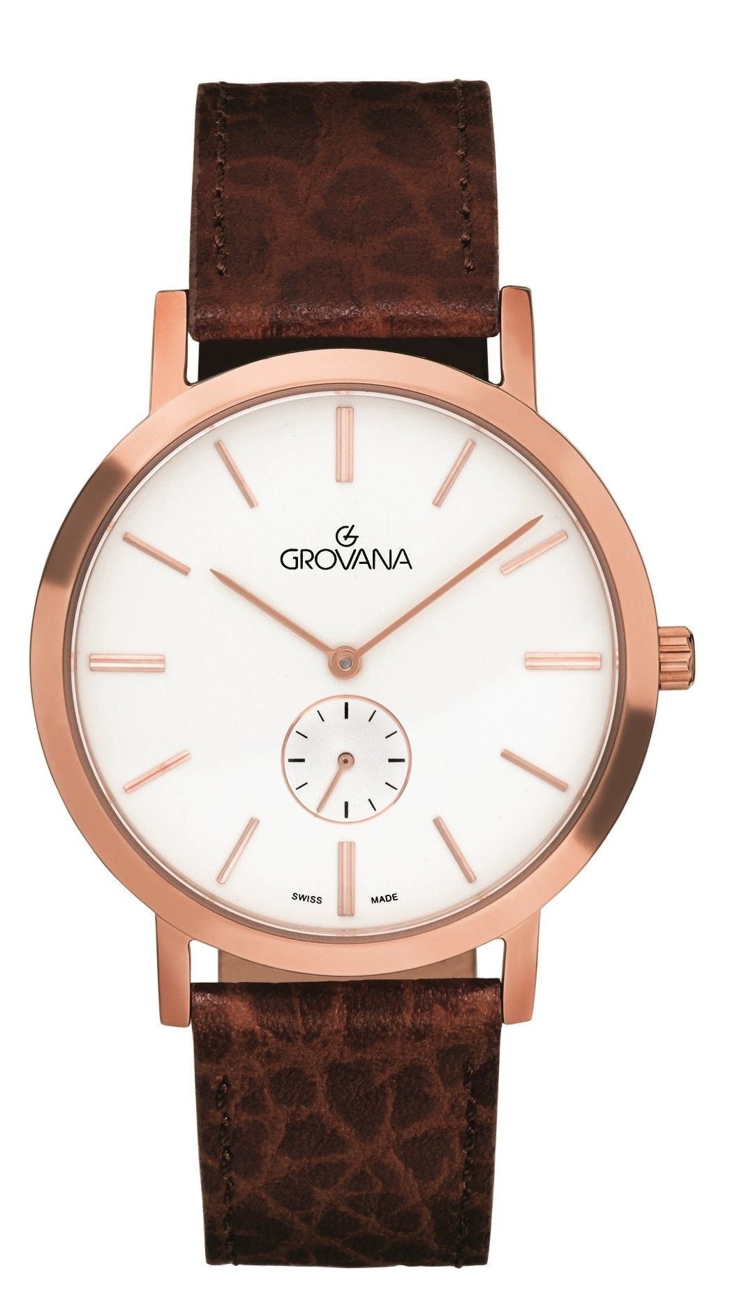 Grovana Kensington Leather Strap Silver Dial Quartz 1050.5562 Men's Watch - Grovana