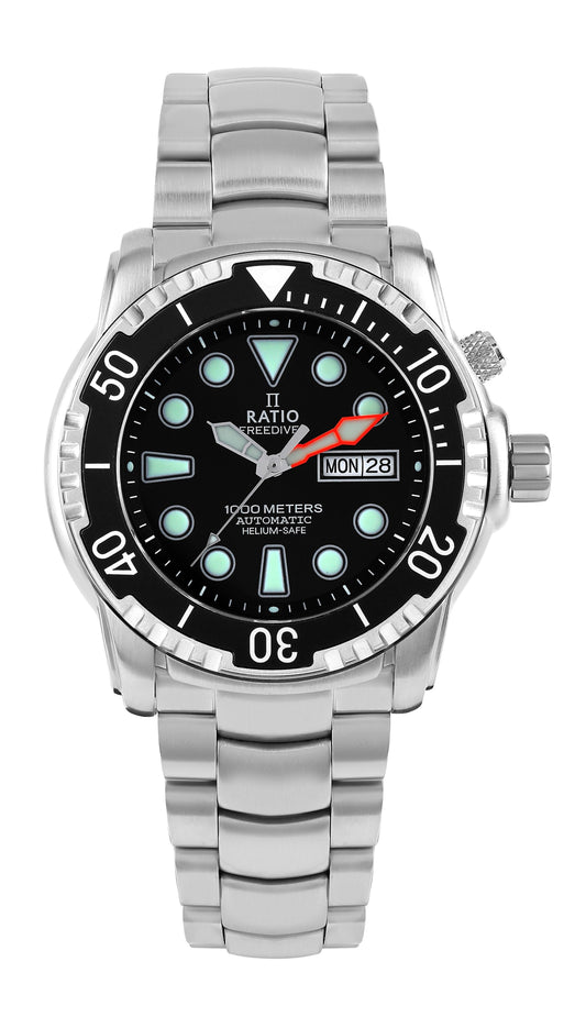 Ratio FreeDiver Helium-Safe 1000M Sapphire Automatic 1068HA96-34VA-BLK Men's Watch
