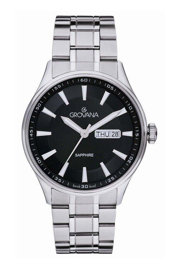 Grovana St. Andrews Stainless Steel Black Dial Quartz 1194.1137 Men's Watch - Grovana