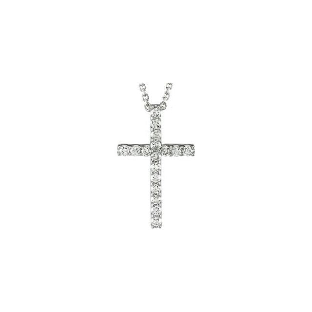 14K Gold 1/10 CTW Lab-Grown Diamond Cross 18" Necklace