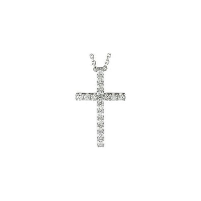 14K Gold 1/10 CTW Lab-Grown Diamond Cross 18" Necklace