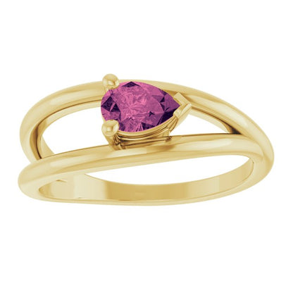 14K Yellow Natural Pink Tourmaline Ring