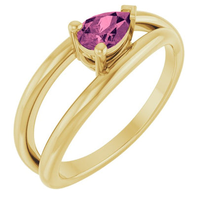 14K Yellow Natural Pink Tourmaline Ring