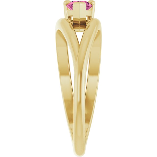 14K Yellow Natural Pink Tourmaline Ring