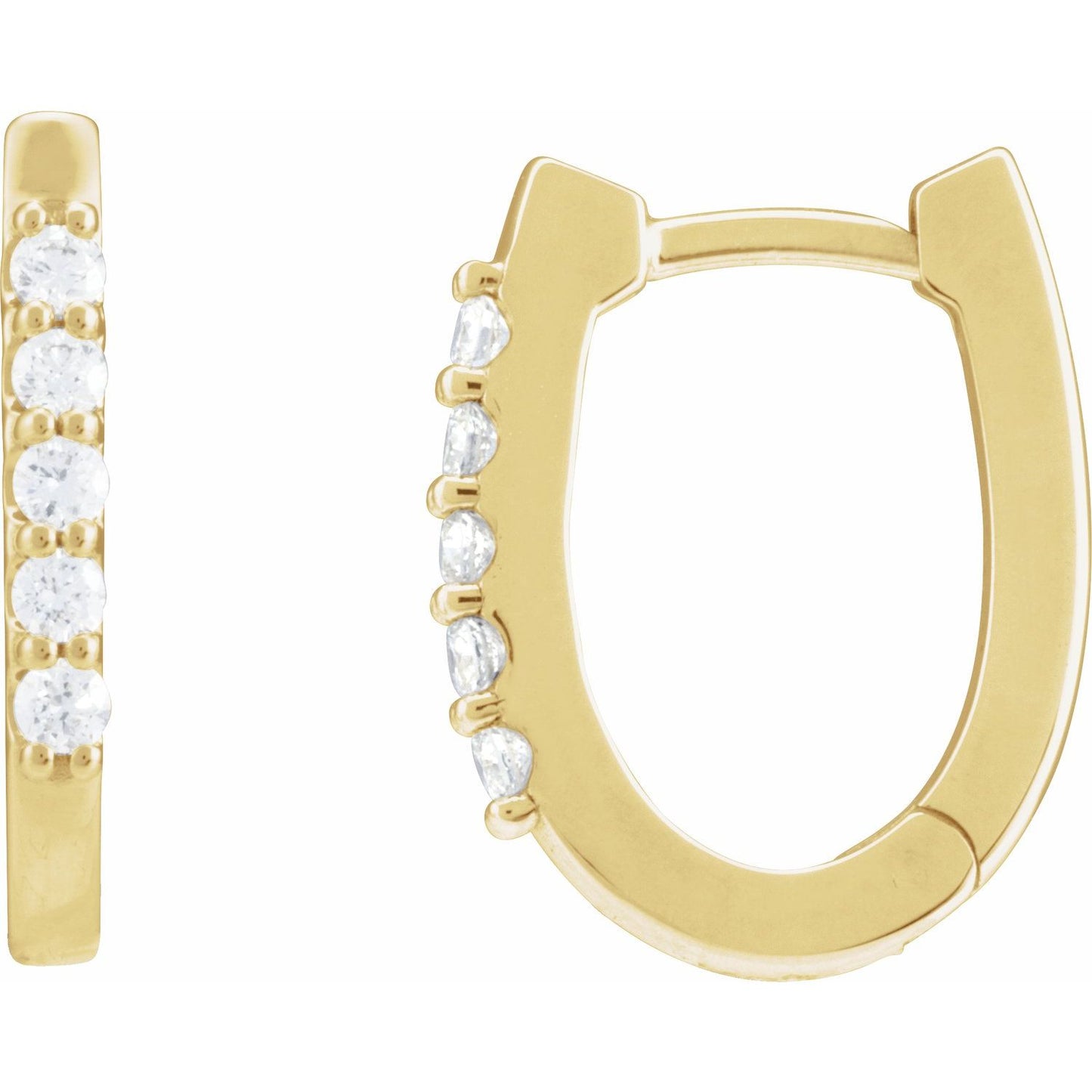 14K Gold 1/6 CTW Natural Diamond 15.1 mm Hoop Earrings