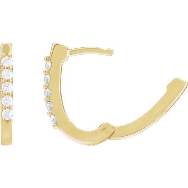 14K Gold 1/6 CTW Natural Diamond 15.1 mm Hoop Earrings