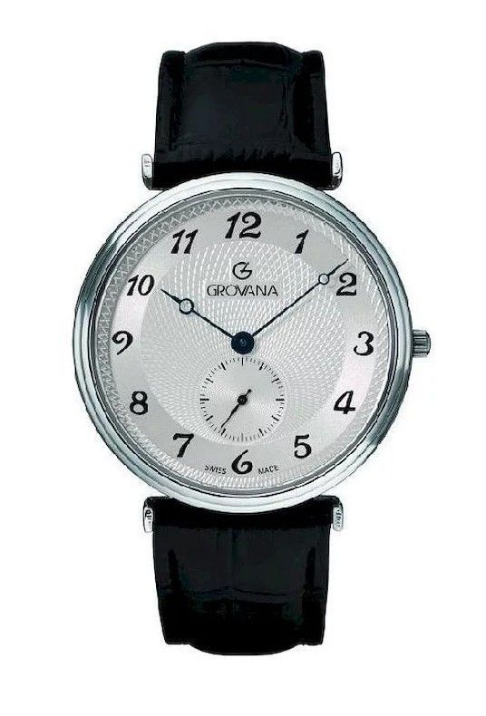 Grovana Belleville Leather Strap Silver Dial Quartz 1276.5532 Men's Watch - Grovana