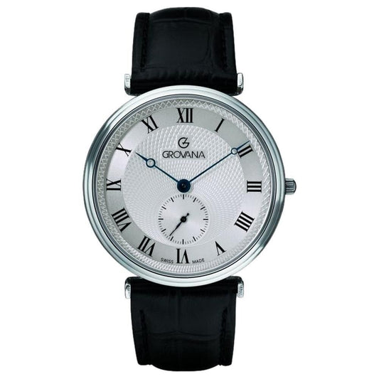Grovana Belleville Leather Strap Silver Dial Quartz 1276.5538 Men's Watch - Grovana