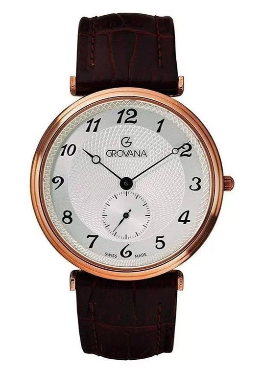 Grovana Belleville Leather Strap Silver Dial Quartz 1276.5562 Men's Watch - Grovana
