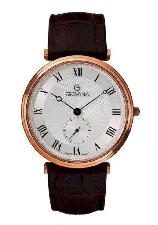 Grovana Belleville Leather Strap Silver Dial Quartz 1276.5568 Men's Watch - Grovana