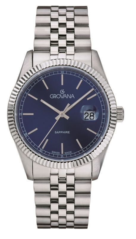 Grovana Kensington Royal Stainless Steel Blue Dial Quartz 1542.1135 Men's Watch - Grovana