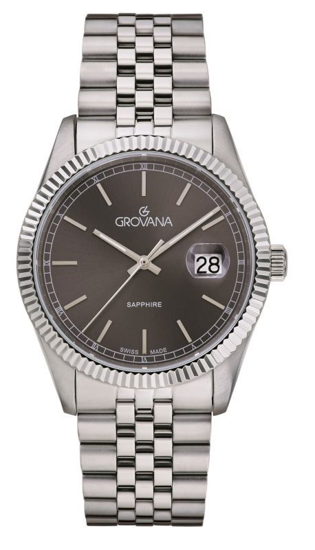 Grovana Kensington Royal Stainless Steel Anthracite Dial Quartz 1542.1137 Men's Watch - Grovana