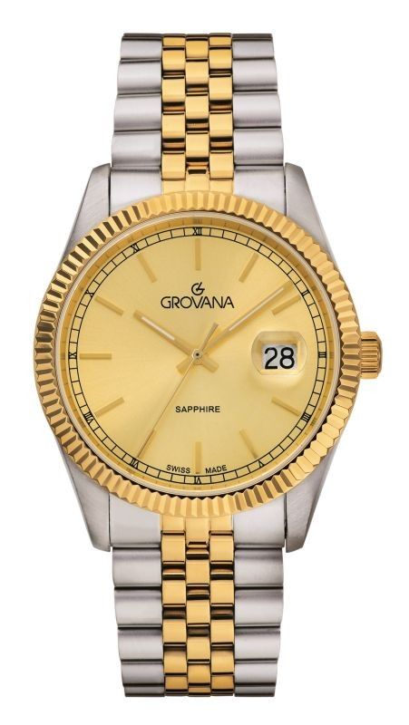 Grovana Kensington Royal Two Tone Stainless Steel Champagne Dial Quartz 1542.1141 Men's Watch - Grovana