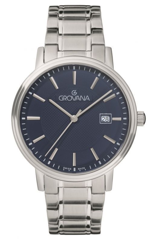 Grovana Kensington Traditional Stainless Steel Blue Dial Quartz 1550.1136 Men's Watch - Grovana