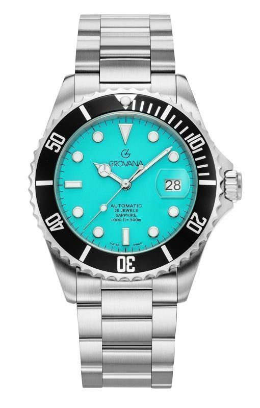 Grovana Key West Stainless Steel Ice Blue Dial Automatic Diver's 1571.2131 300M Men's Watch - Grovana