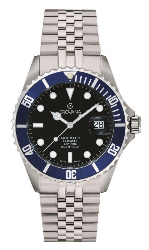 Grovana Key West Stainless Steel Black Dial Automatic Diver's 1571.2235 300M Men's Watch - Grovana
