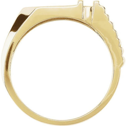 14K Yellow Gold 1/5 CTW Natural Diamond Ring Geometric Signet Ring