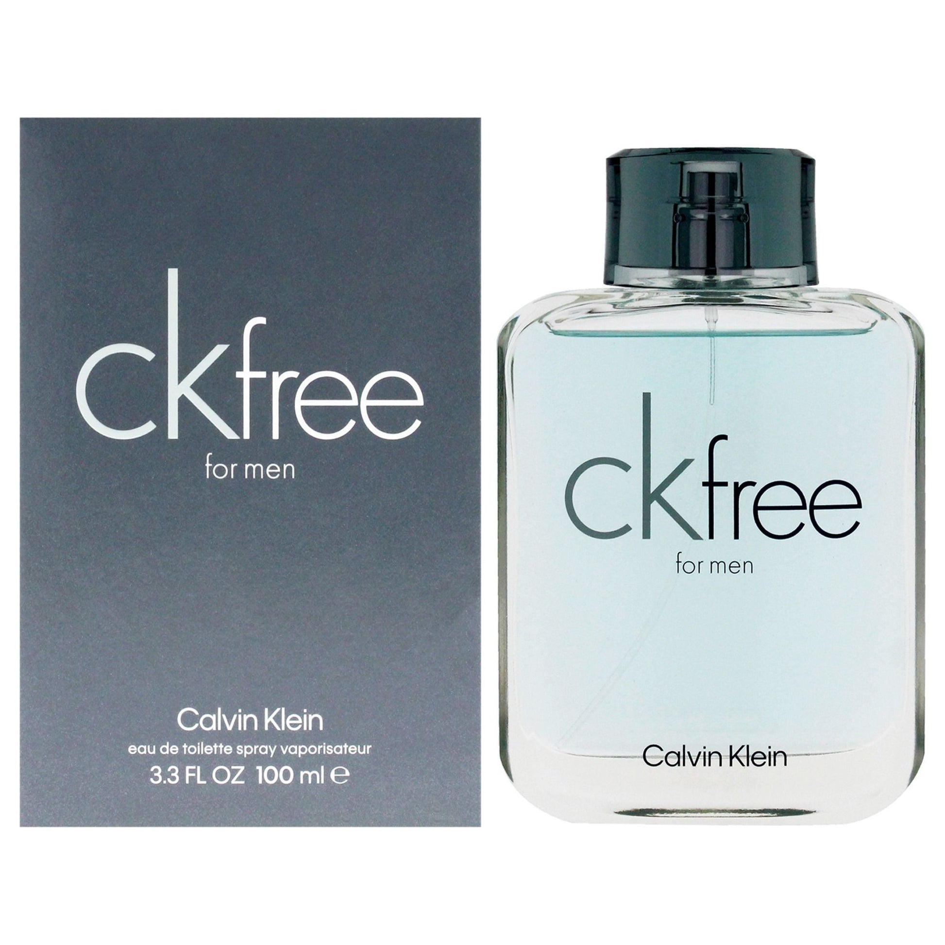 Calvin Klein CK Free for men perfume bottle and packaging on a white background