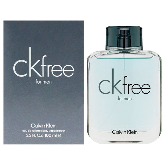 Calvin Klein CK Free for men perfume bottle and packaging on a white background