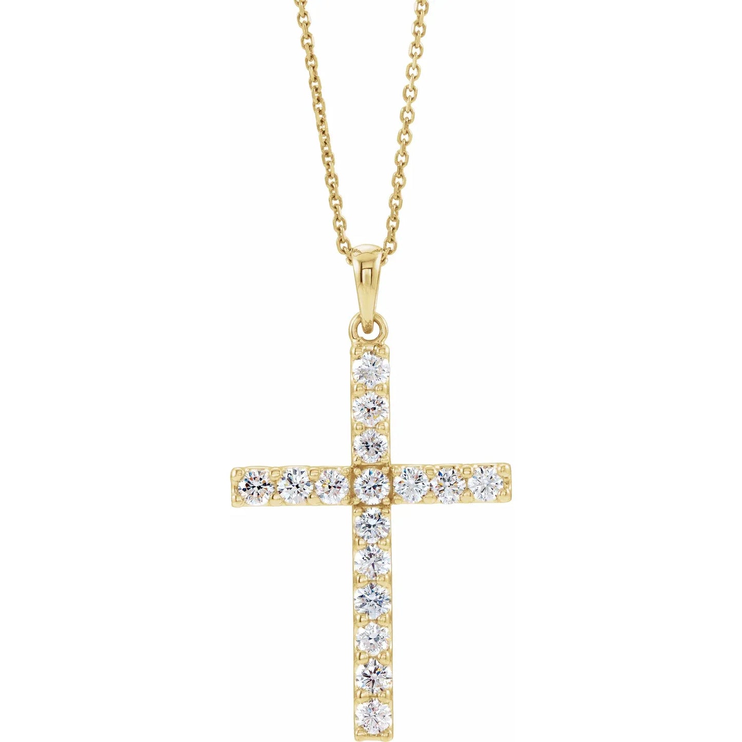 14K White 1/4 CTW Natural Diamond Cross 18" Necklace