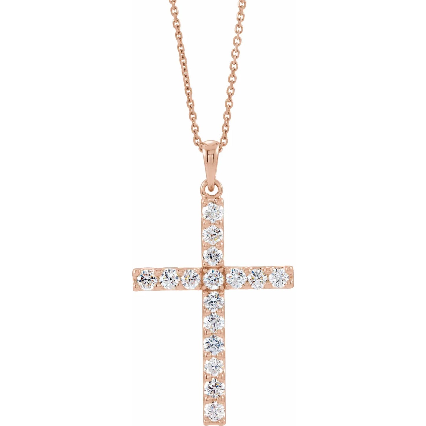 14K White 1/4 CTW Natural Diamond Cross 18" Necklace