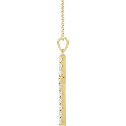 14K White 1/4 CTW Natural Diamond Cross 18" Necklace