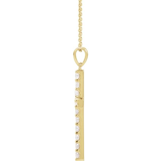 14K Gold 1/10 CTW Lab-Grown Diamond Cross 18" Necklace