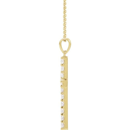 14K Gold 1/10 CTW Lab-Grown Diamond Cross 18" Necklace