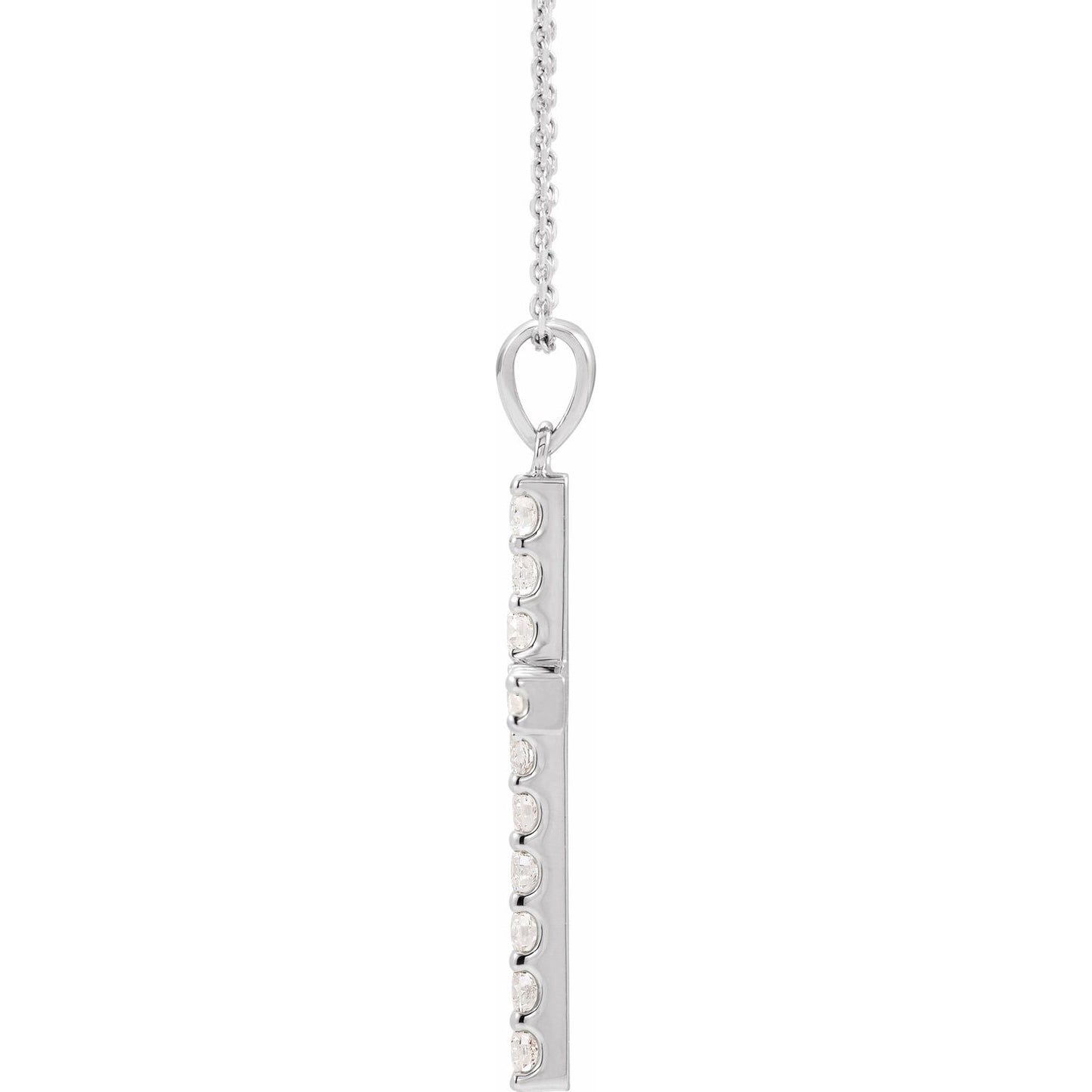 14K White 1/4 CTW Natural Diamond Cross 18" Necklace