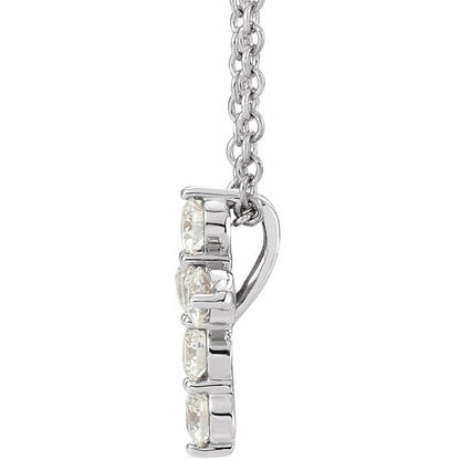 14K Gold 1/4 CTW Natural Diamond Cross 16-18" Necklace
