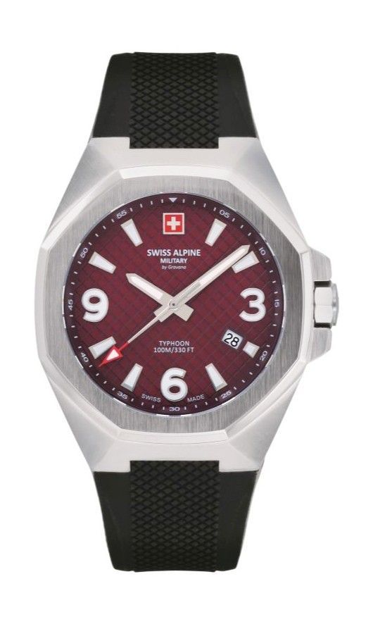 Swiss Alpine Military Typhoon Polyurethene Strap Burgundy Dial Quartz 7005.1836 100M Men's Watch - Swiss Alpine Military