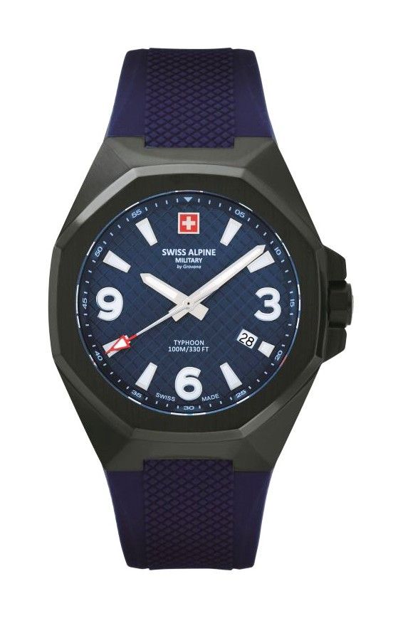 Swiss Alpine Military Typhoon Polyurethene Strap Blue Dial Quartz 7005.1875 100M Men's Watch - Swiss Alpine Military