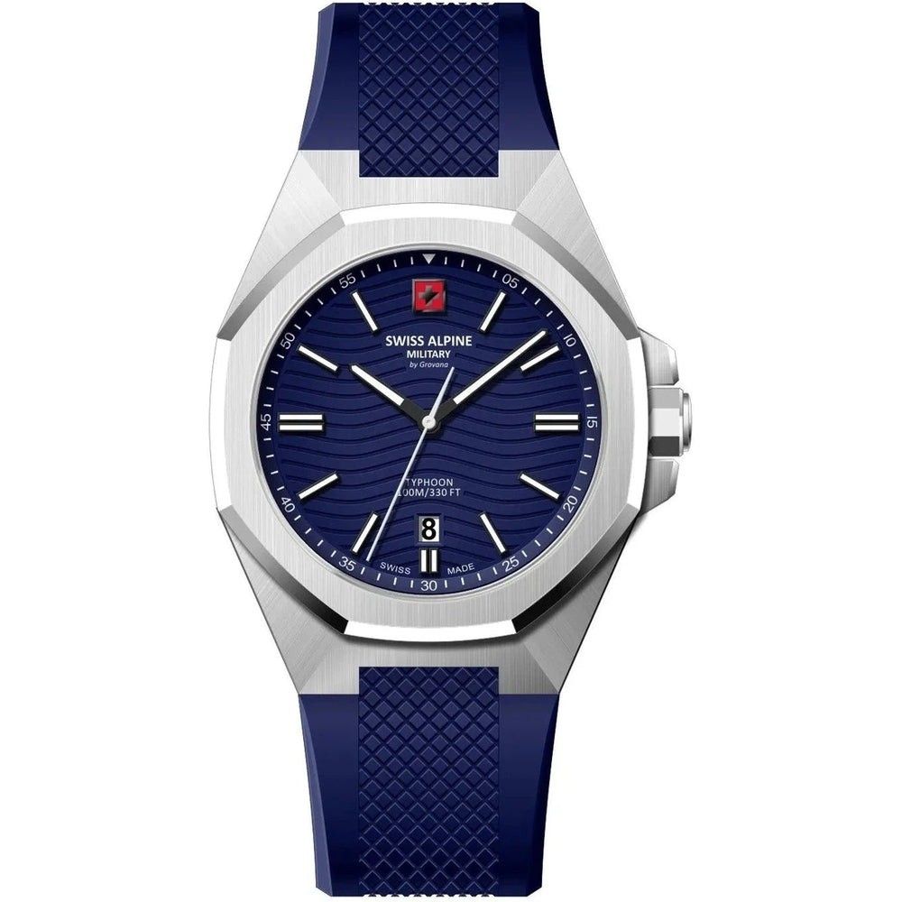 Swiss Alpine Military Typhoon Silicone Strap Blue Dial Quartz 7006.1835 100M Men's Watch - Swiss Alpine Military