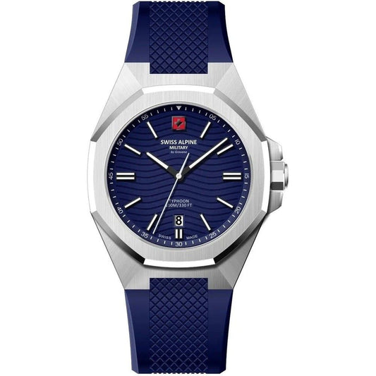 Swiss Alpine Military Typhoon Silicone Strap Blue Dial Quartz 7006.1835 100M Men's Watch - Swiss Alpine Military