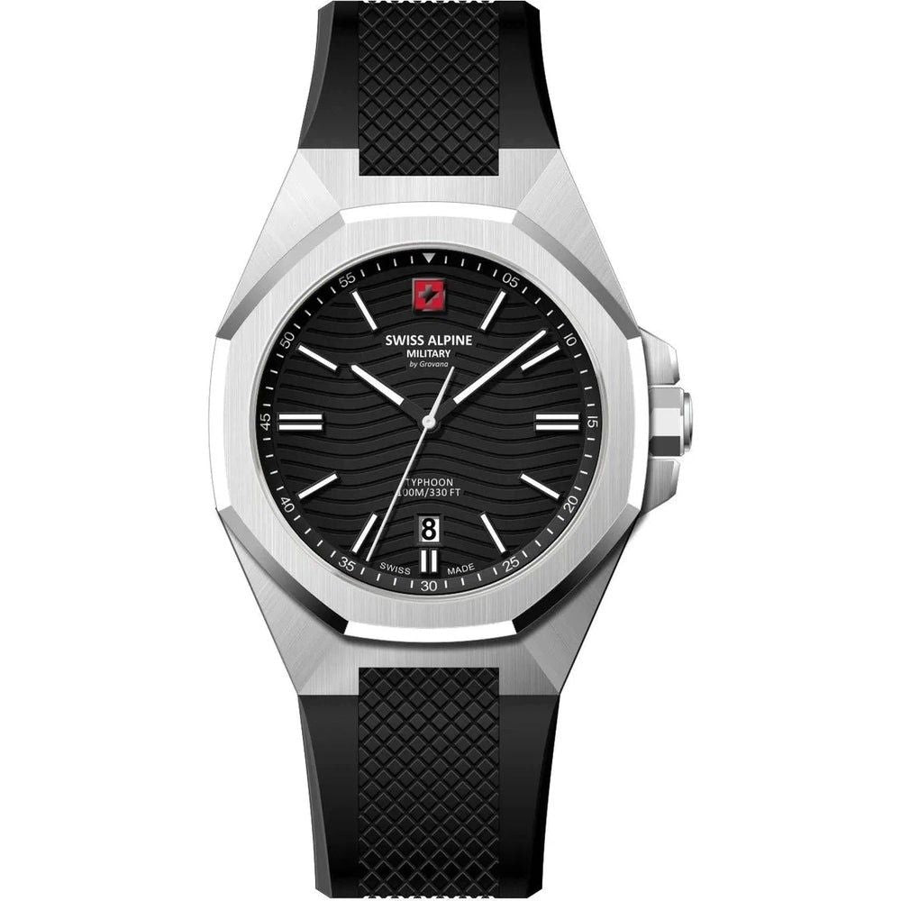 Swiss Alpine Military Typhoon Silicone Strap Black Dial Quartz 7006.1837 100M Men's Watch - Swiss Alpine Military