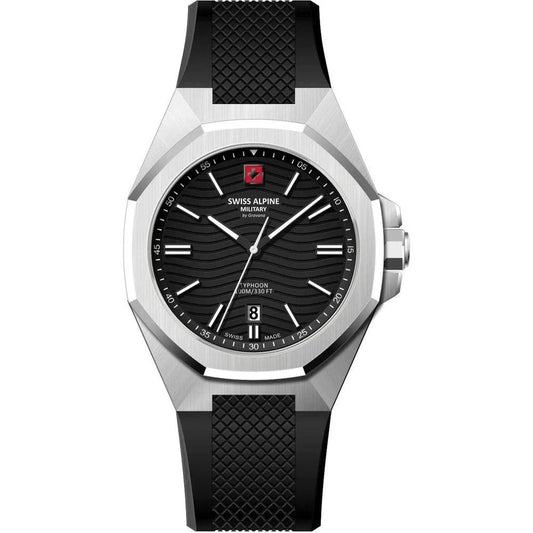 Swiss Alpine Military Typhoon Silicone Strap Black Dial Quartz 7006.1837 100M Men's Watch - Swiss Alpine Military