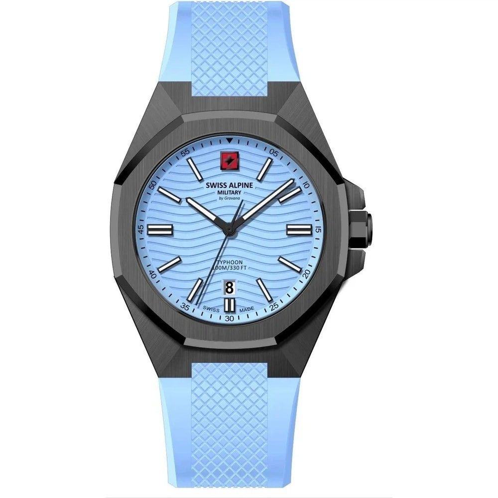 Swiss Alpine Military Typhoon Silicone Strap Light Blue Dial Quartz 7006.1871 100M Men's Watch - Swiss Alpine Military