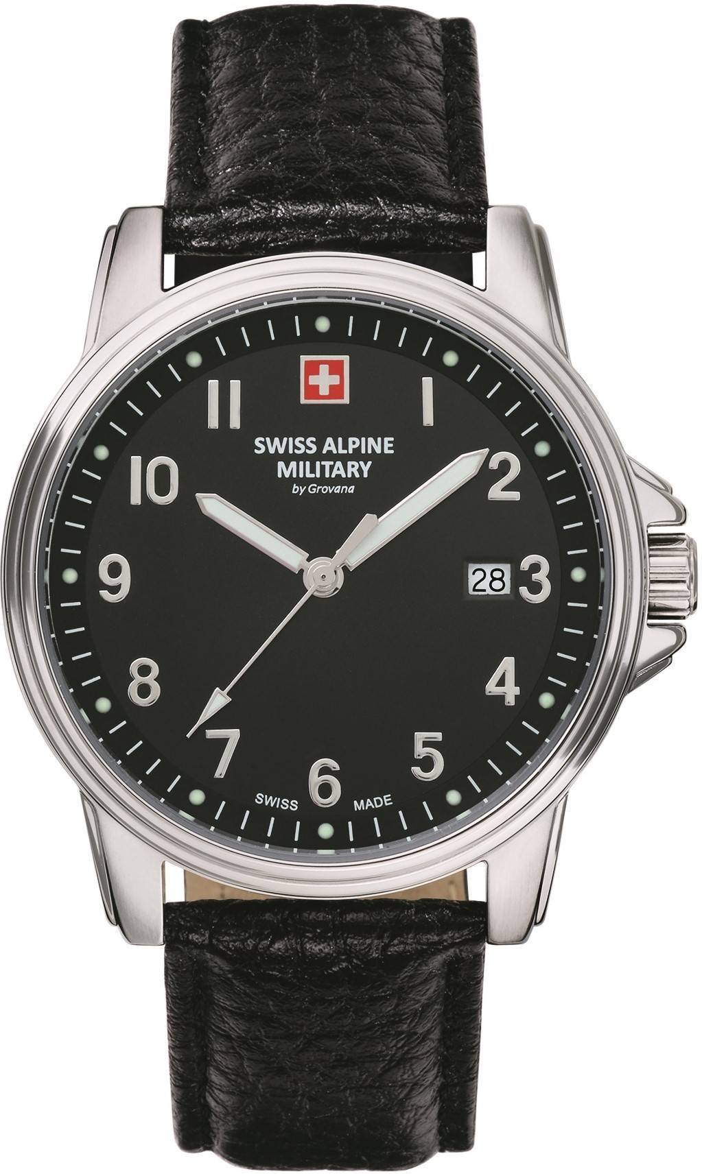 Swiss Alpine Military By Grovana Leader Black Dial Quartz 7011.1537 100M Men's Watch