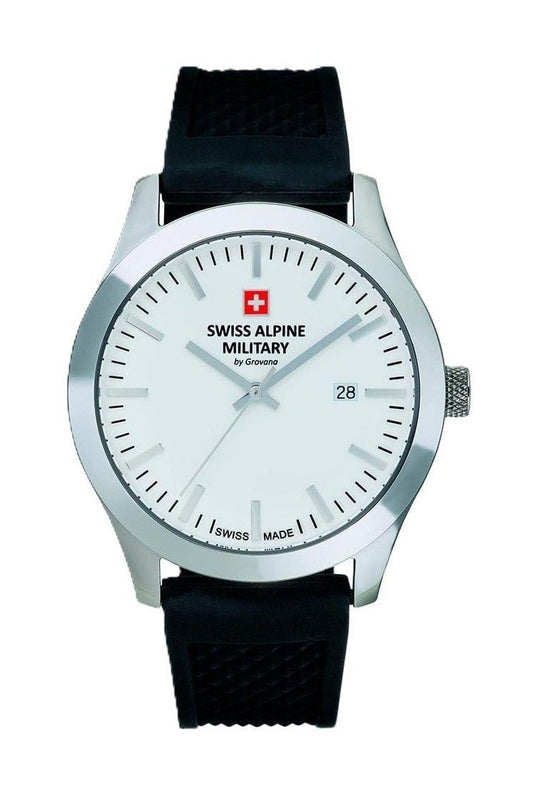 Swiss Alpine Military Combat Basic Rubber Strap White Dial Quartz 7055.1833 100M Men's Watch - Swiss Alpine Military