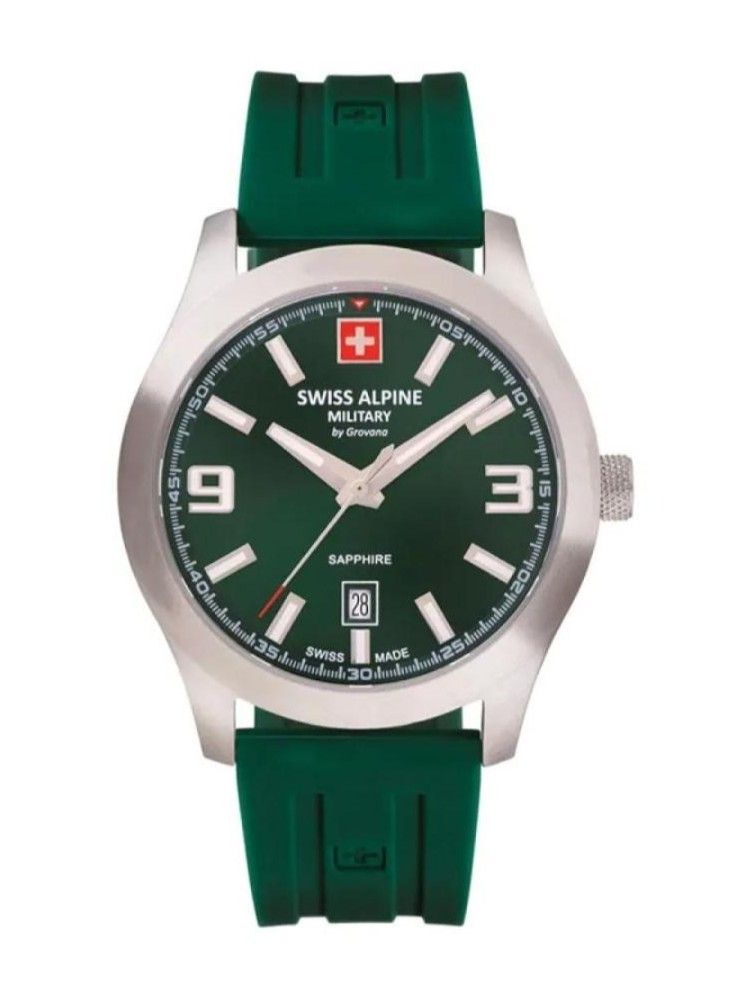 Swiss Alpine Military Combat Pro Rubber Strap Green Dial Quartz 7056.1834 100M Men's Watch - Swiss Alpine Military