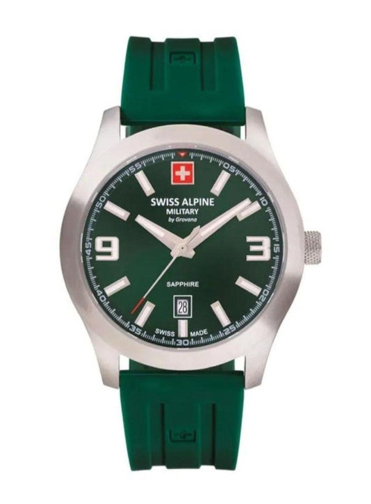 Swiss Alpine Military Combat Pro Rubber Strap Green Dial Quartz 7056.1834 100M Men's Watch - Swiss Alpine Military