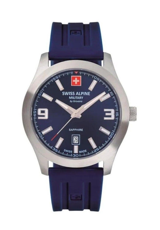 Swiss Alpine Military Combat Pro Rubber Strap Blue Dial Quartz 7056.1835 100M Men's Watch - Swiss Alpine Military