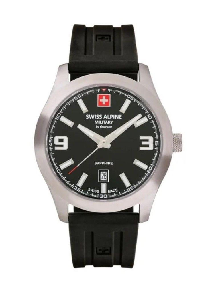 Swiss Alpine Military Combat Pro Rubber Strap Black Dial Quartz 7056.1837 100M Men's Watch - Swiss Alpine Military
